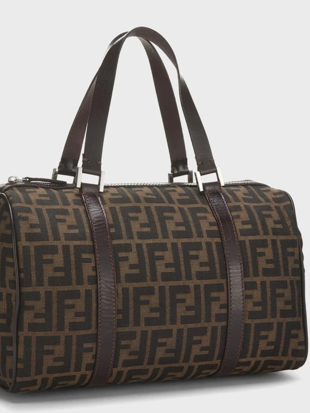 Authentic Fendi Tobacco Zucca Canvas Boston Bag . Feel free to ask for more pics